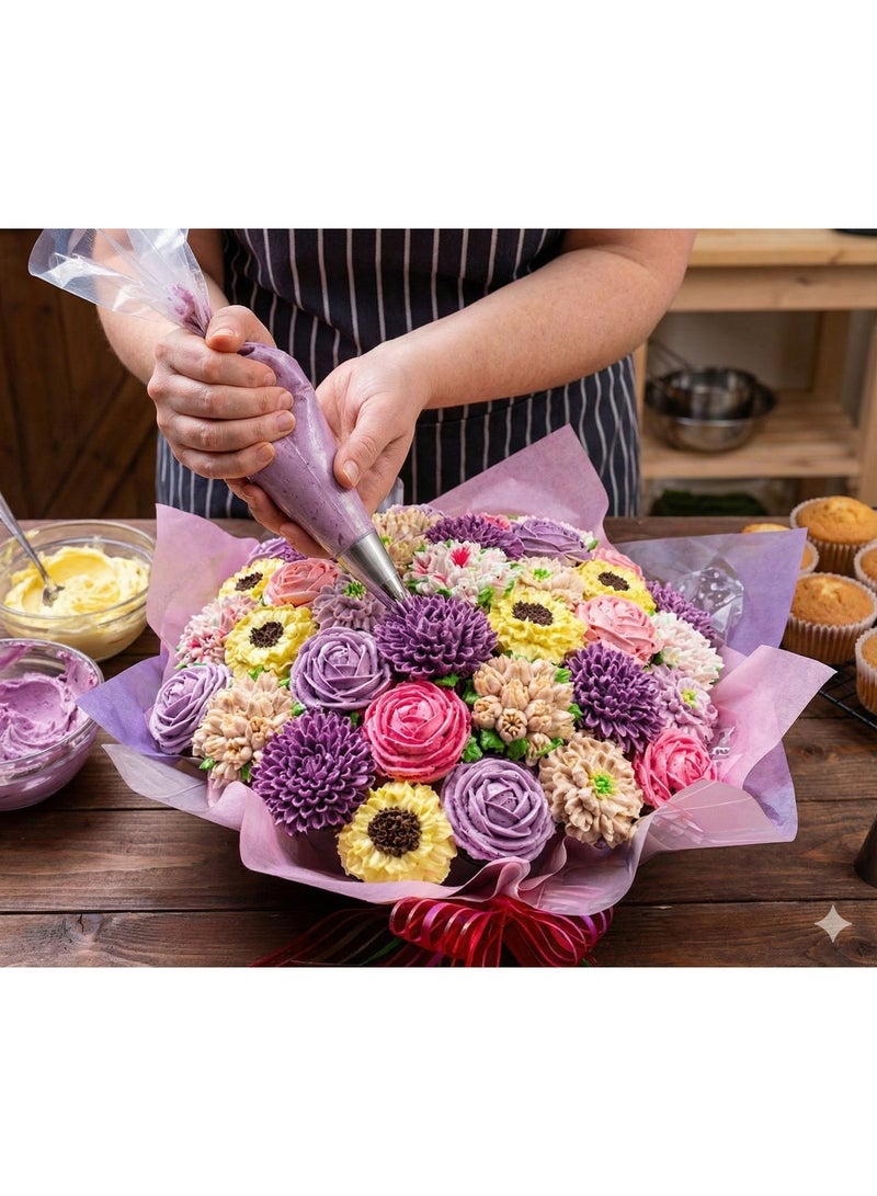 Stainless Steel Piping Tips Set 6 pcs – Russian Flower Nozzles for Cream – Cake & Cupcake Decorating - Image 2